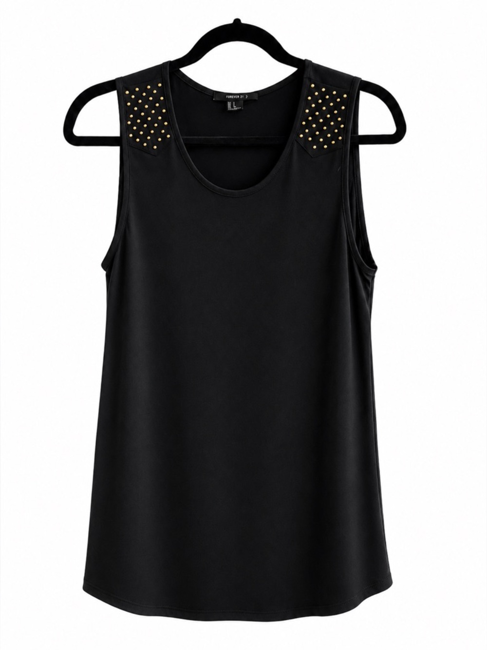 NWT Forever 21 Black Flowy Gold Stud Detail Sleeveless Top